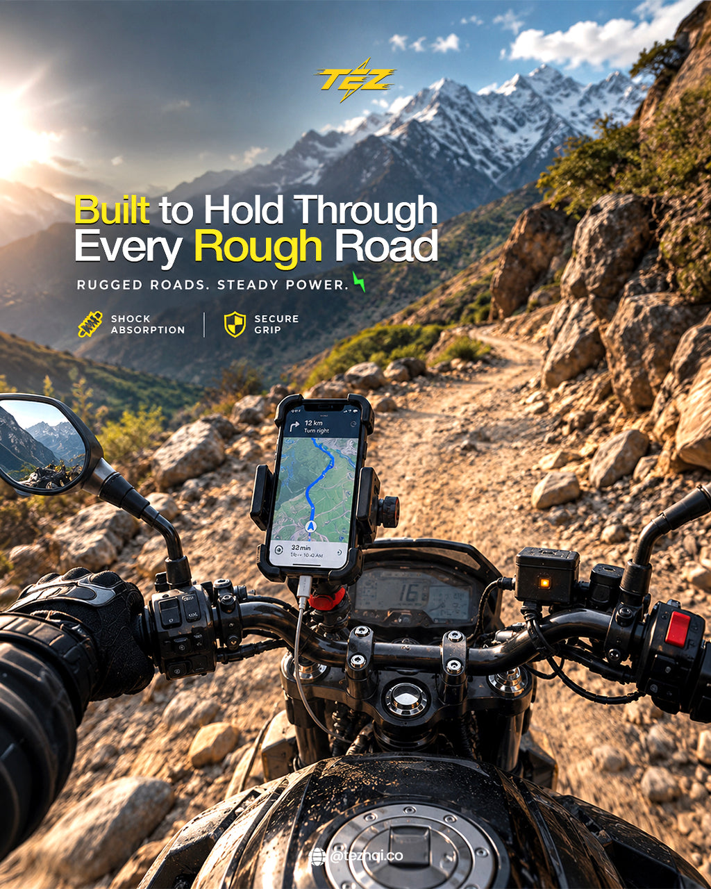TEZ Cheetah – Bike Phone Holder + 20W USB Charger (Free Charging Cable)