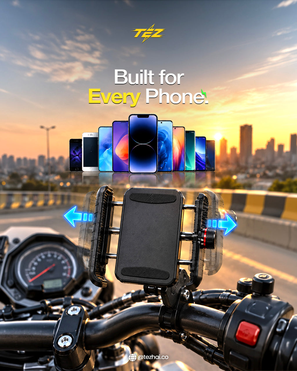 TEZ Cheetah – Bike Phone Holder + 20W USB Charger (Free Charging Cable)